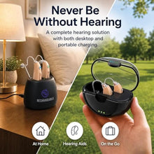 Load image into Gallery viewer, EarCentric EasyCharge Rechargeable Hearing Aids (Pair) for Seniors, Behind-The-Ear BTE Ear Aid PSAP digital Personal sound amplification products devices with Noise Cancellation (Beige)_1457
