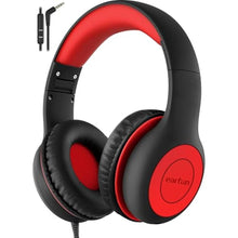 Load image into Gallery viewer, EarFun K1 Kids Headphones Wired with Microphone, 85/94dB Volume Limit Headphones for Kids, Portable Wired Headphone with Shareport, Stereo Sound Foldable Headset for School/Tablet/iPad, Black Red, BlackRed_1
