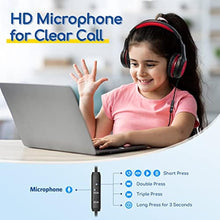 Load image into Gallery viewer, EarFun K1 Kids Headphones Wired with Microphone, 85/94dB Volume Limit Headphones for Kids, Portable Wired Headphone with Shareport, Stereo Sound Foldable Headset for School/Tablet/iPad, Black Red, BlackRed_932
