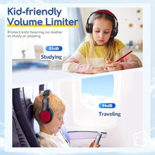 Load image into Gallery viewer, EarFun K1 Kids Headphones Wired with Microphone, 85/94dB Volume Limit Headphones for Kids, Portable Wired Headphone with Shareport, Stereo Sound Foldable Headset for School/Tablet/iPad, Black Red, BlackRed_935
