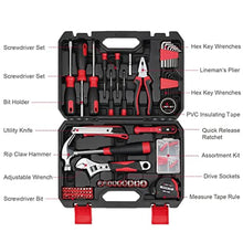 Load image into Gallery viewer, Eastvolt 128-Piece Home Repair Tool Set, Tool Sets for Homeowners, General Household Hand Tool Set with Storage Toolbox, EVHT12801, Black + Red (ASK01), BlackRed_7112
