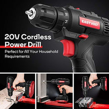 Load image into Gallery viewer, Eastvolt 20V Max Cordless Power Drill Driver Kit &amp; Home Tool Kit, Max 310in.lbs. 18+1 PoisitionTorque Drill For Metal, Wood, Plastics, 168 Pieces tool with case For General Household (EVCD168S)_7114

