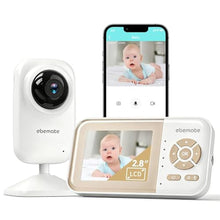 Load image into Gallery viewer, ebemate Video Baby Monitor Camera with 2.8" LCD Screen Video &amp; Audio No Glow Night Vision,2-Way Talk Audio Cam Baby Monitoring 1200FT Range, WHITE_1
