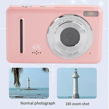 Load image into Gallery viewer, EIMSOAH 4K Digital Camera, 64MP 2.4inch Screen Camera, 18x Digital Zoom Portable Rechargeable Compact Travel Video Camera for Beginner (Roseate)_1964
