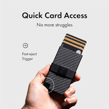 Load image into Gallery viewer, Ekster - Aluminum Cardholder Wallet - Metal Aluminum Wallet for Men - Fits 12 Cards, RFID Blocking Layer, Ultra-Thin, Minimalist, Push Button, Swift Card Access, Expandable, Trackable (Carbon Fiber), CarbonFiber_1896
