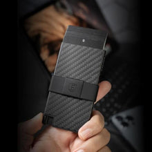 Load image into Gallery viewer, Ekster - Aluminum Cardholder Wallet - Metal Aluminum Wallet for Men - Fits 12 Cards, RFID Blocking Layer, Ultra-Thin, Minimalist, Push Button, Swift Card Access, Expandable, Trackable (Carbon Fiber), CarbonFiber_1898
