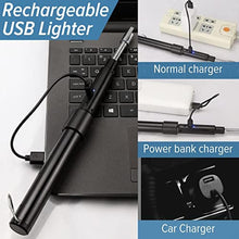 Load image into Gallery viewer, Electric Arc Flexible Neck Long Lighter,Retractable Length 11.4in to 27.55in,Rechargeable Windproof USB Lighter,360 Rotated Ignition Port, Lighters for Candle Fireplace Pilot Light BBQ Grill Black_413
