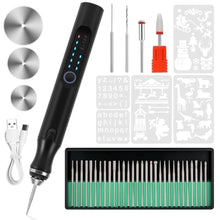 Load image into Gallery viewer, Electric Engraving Pen with 37 Bits, USB Rechargeable Cordless Etching Engraving Tool, Portable DIY Rotary Engraver for Jewelry Wood Glass Stone Carving (Black)_1

