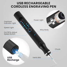 Load image into Gallery viewer, Electric Engraving Pen with 37 Bits, USB Rechargeable Cordless Etching Engraving Tool, Portable DIY Rotary Engraver for Jewelry Wood Glass Stone Carving (Black)_2470
