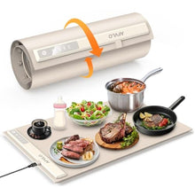 Load image into Gallery viewer, Electric Food Warming Mat with Adjustable Temperature, Upgrade High-tech Graphene Heating Film, Fast Full Surface Heating Mat, Roll Up Food Warmers for Parties Buffet (Cream)_1
