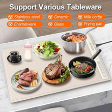 Load image into Gallery viewer, Electric Food Warming Mat with Adjustable Temperature, Upgrade High-tech Graphene Heating Film, Fast Full Surface Heating Mat, Roll Up Food Warmers for Parties Buffet (Cream)_567
