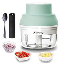 Load image into Gallery viewer, Electric Garlic Chopper Mini, Garlic Masher Crusher, Food Processor Small with Garlic Peeler And Spoon (100ML/3.3FL OZ, Green) 3.1 * 3.1 * 3.9 IN_1
