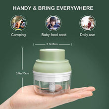 Load image into Gallery viewer, Electric Garlic Chopper Mini, Garlic Masher Crusher, Food Processor Small with Garlic Peeler And Spoon (100ML/3.3FL OZ, Green) 3.1 * 3.1 * 3.9 IN_7091
