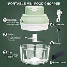 Load image into Gallery viewer, Electric Garlic Chopper Mini, Garlic Masher Crusher, Food Processor Small with Garlic Peeler And Spoon (100ML/3.3FL OZ, Green) 3.1 * 3.1 * 3.9 IN_7092
