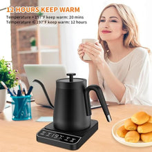 Load image into Gallery viewer, Electric Gooseneck Kettle, 1 Temperature Control One Click 197 Pour Over Kettle for Coffee &amp; Brew Tea, Hot Water Boiler, Stainless Steel Inner Fast Heating &amp; Keep Warm 12 Hours, 1200w, 0.8L, Black_589
