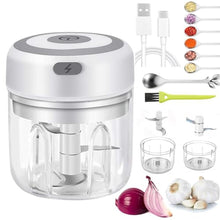 Load image into Gallery viewer, Electric Mini Garlic Chopper &amp; Food Processor with Spoon &amp; Brush - 2 Cup Portable Cordless Vegetable Blender, Onion Mincer with USB Charging for Baby Food, Chili, Herbs, Spices (White, 100+250ml), Whiteml_1
