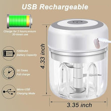 Load image into Gallery viewer, Electric Mini Garlic Chopper &amp; Food Processor with Spoon &amp; Brush - 2 Cup Portable Cordless Vegetable Blender, Onion Mincer with USB Charging for Baby Food, Chili, Herbs, Spices (White, 100+250ml), Whiteml_5649
