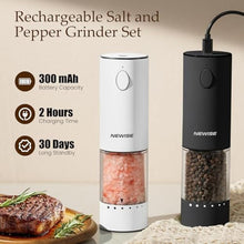 Load image into Gallery viewer, Electric Salt and Pepper Grinder Set, Adjustable Coarseness &amp; LED Light, Rechargeable Large Capacity Stainless Steel Mill, Kitchen Appliances for Women Mom- Black/White, BlackWhite_5652
