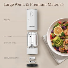 Load image into Gallery viewer, Electric Salt and Pepper Grinder Set, Rechargeable with LED Lights, Stainless Steel Automatic Pepper &amp; Salt Mill, Adjustable Coarseness, Large Capacity, White_5670
