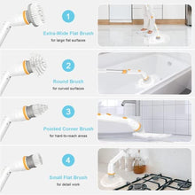 Load image into Gallery viewer, Electric Spin Scrubber, KIKOLIN 380RPM High Speed Power Scrubber, Cordless Cleaning Brush 2 Speeds for Bathroom, Tub, Shower, Floor with 4 Replaceable Brush Heads and Adjustable Extension Long Handle, Orange_7029
