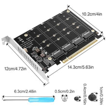 Load image into Gallery viewer, ELFJMZP PCIe 4.0 x16 to 4 Port M.2 NVMe SSD Adapter Card, PCIe Bifurcation RAID Controller, 4x 64Gbps Full Speed, Supports 4x NVMe SSD with Individual LED Activity Lights &amp; Soft RAID for Windows 10/11, Black_57
