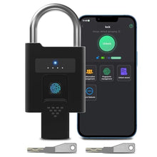 Load image into Gallery viewer, eLinkSmart Fingerprint Padlock with Key Backup, Heavy Duty Weatherproof Bluetooth Biometric Keyless Electronic Digital Smart Pad Lock for Gate Outdoor Fence Storage Locker Pool Shed_1
