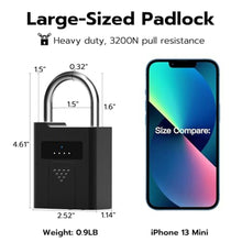 Load image into Gallery viewer, eLinkSmart Fingerprint Padlock with Key Backup, Heavy Duty Weatherproof Bluetooth Biometric Keyless Electronic Digital Smart Pad Lock for Gate Outdoor Fence Storage Locker Pool Shed_106
