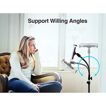 Load image into Gallery viewer, elitehood Metal iPad Tripod Stand &amp; Adjustable 72 Gooseneck Tablet Floor Holder, Heavy Duty Aluminum iPad Floor Stand for Pro 12.9 11, Mini, Air, iPhone and 4.7-12.9" Tablets Cell Phones, Black_8006
