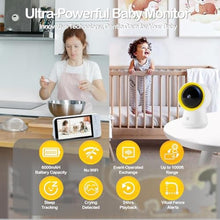 Load image into Gallery viewer, Ellie Baby Monitor No WiFi, Baby Monitor with Camera and Audio, 5" IPS 1080P with Wall Mount, 6000mAh Battery, 1000ft Range, Smart Monitoring 24hrs Playback, AI Cry Detection &amp; Sleep Tracking, Yellow_1704
