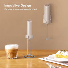 Load image into Gallery viewer, ELMWAY Rechargeable Milk Frother Handheld, Electric Coffee Frother Wand with Charging Stand &amp; Wall Mount, Handheld Drink Mixer &amp; Foam Maker for Coffee, Latte, Cappuccino, Matcha, Protein Powder, Beige_5227
