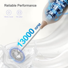 Load image into Gallery viewer, ELMWAY Rechargeable Milk Frother Handheld, Electric Coffee Frother Wand with Charging Stand &amp; Wall Mount, Handheld Drink Mixer &amp; Foam Maker for Coffee, Latte, Cappuccino, Matcha, Protein Powder, Beige_5229
