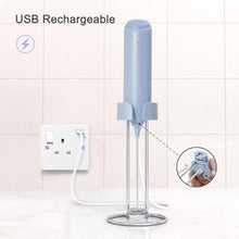 Load image into Gallery viewer, ELMWAY Rechargeable Milk Frother Handheld, Electric Coffee Frother Wand with Charging Stand &amp; Wall Mount, Handheld Drink Mixer &amp; Foam Maker for Coffee, Latte, Cappuccino, Matcha, Protein Powder, Blue_5243

