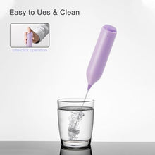 Load image into Gallery viewer, ELMWAY Rechargeable Milk Frother Handheld, Electric Coffee Frother Wand with Charging Stand &amp; Wall Mount, Handheld Drink Mixer &amp; Foam Maker for Coffee, Latte, Matcha, Protein Powder, Purple_5225
