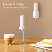 Load image into Gallery viewer, ELMWAY Rechargeable Milk Frother Handheld, Electric Coffee Frother Wand with Charging Stand &amp; Wall Mount, Handheld Drink Mixer &amp; Foam Maker for Coffee, Latte, Cappuccino, Matcha, Protein Powder,White_5237
