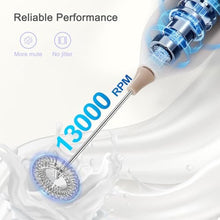Load image into Gallery viewer, ELMWAY Rechargeable Milk Frother Handheld, Electric Coffee Frother Wand with Charging Stand &amp; Wall Mount, Handheld Drink Mixer &amp; Foam Maker for Coffee, Latte, Cappuccino, Matcha, Protein Powder,White_5239
