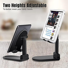 Load image into Gallery viewer, ELV Adjustable Cell Phone Stand - Foldable Portable Holder Cradle for Desk, Desktop Charging Dock - for Android, iPhone, iPad, Tablets, eReaders Smartphones (Black)_1819
