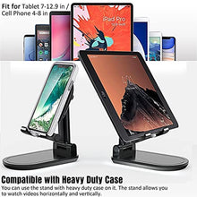 Load image into Gallery viewer, ELV Adjustable Cell Phone Stand - Foldable Portable Holder Cradle for Desk, Desktop Charging Dock - for Android, iPhone, iPad, Tablets, eReaders Smartphones (Black)_1821
