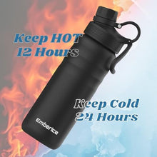 Load image into Gallery viewer, EmberIce double wall Insulated Stainless Steel Water Bottle with Straw, Lid, 12hr Hot and 24hr Cold Drinks, 24 oz (Caledon, 24 oz)_5762
