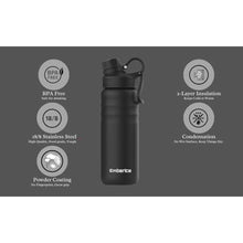 Load image into Gallery viewer, EmberIce double wall Insulated Stainless Steel Water Bottle with Straw, Lid, 12hr Hot and 24hr Cold Drinks, 24 oz (Caledon, 24 oz)_5764
