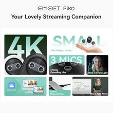 Load image into Gallery viewer, EMEET Piko 4K Webcam for Streaming, World's 1st Dual-Camera AI-Powered 4K Web Cam w/AI Autofocus, 3 Mics Array&amp;3 Sound Modes, USB Webcam with Tripod, Great for Streaming/Gifts, Switch 2 Camera Support, Black_7273
