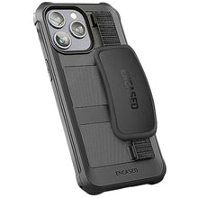 Load image into Gallery viewer, Encased Rugged Hand Strap Case Designed for iPhone 15 Pro Max Case with Belt Clip Phone Holster, Heavy Duty Military-Grade Protection [Falcon Armor], Black_7489
