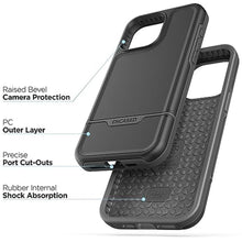 Load image into Gallery viewer, ENCASED Shockproof Case Compatible with iPhone 16 - Ultra Protective Heavy Duty Magnetic Phone Cover, Rebel Series (Black, iPhone 15 Pro Max)_7485
