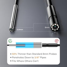 Load image into Gallery viewer, Endoscope with Light, 3.9mm Ultra-Thin Probe, 4.3" IPS Screen 1080P HD IP67 Waterproof Borescope Inspection Camera, USB Interchangeable 16.5ft Semi-Rigid Cable, 3.3ft Drain Clog Remover Included, Yellow_740

