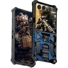 Load image into Gallery viewer, Ephoou Camouflage Case for Motorola Razr 60 Pro/Razr Plus 2024/ Razr 5/ Razr Gen 5 with Magnetic Kickstand, Military Grade Heavy Duty Shockproof Camo Cover for Motorola Razr 50 Ultra MC-Blue_1

