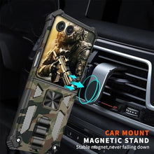 Load image into Gallery viewer, Ephoou Camouflage Case for Motorola Razr 60 Pro/Razr Plus 2024/ Razr 5/ Razr Gen 5 with Magnetic Kickstand, Military Grade Heavy Duty Shockproof Camo Cover for Motorola Razr 50 Ultra MC-Blue_585
