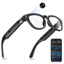 Load image into Gallery viewer, EpochTec Glossy Finish AI Smart Glasses with Camera 8MP 4K 1200P Video Recording, 0.1s Real-Time Translation Glasses, UV400 &amp; Anti-Blue Light,Bluetooth Glasses for Men Women(Color-Changing lense), Black_1
