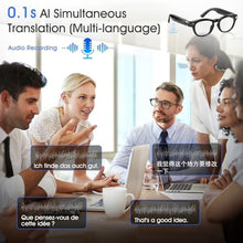 Load image into Gallery viewer, EpochTec Glossy Finish AI Smart Glasses with Camera 8MP 4K 1200P Video Recording, 0.1s Real-Time Translation Glasses, UV400 &amp; Anti-Blue Light,Bluetooth Glasses for Men Women(Color-Changing lense), Black_1088
