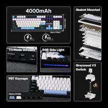 Load image into Gallery viewer, EPOMAKER Aula F108 Wireless Gaming Keyboard, Full Size Mechanical Keyboard, BlueWhiteBlack_433
