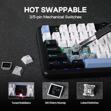 Load image into Gallery viewer, EPOMAKER Aula F108 Wireless Gaming Keyboard, Full Size Mechanical Keyboard, BlueWhiteBlack_436
