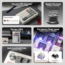 Load image into Gallery viewer, EPOMAKER EK21 VIA Gasket Number Pad w/ 1000mAh Battery, BT 5.0/2.4GHz/Wired, RetroWhite_772
